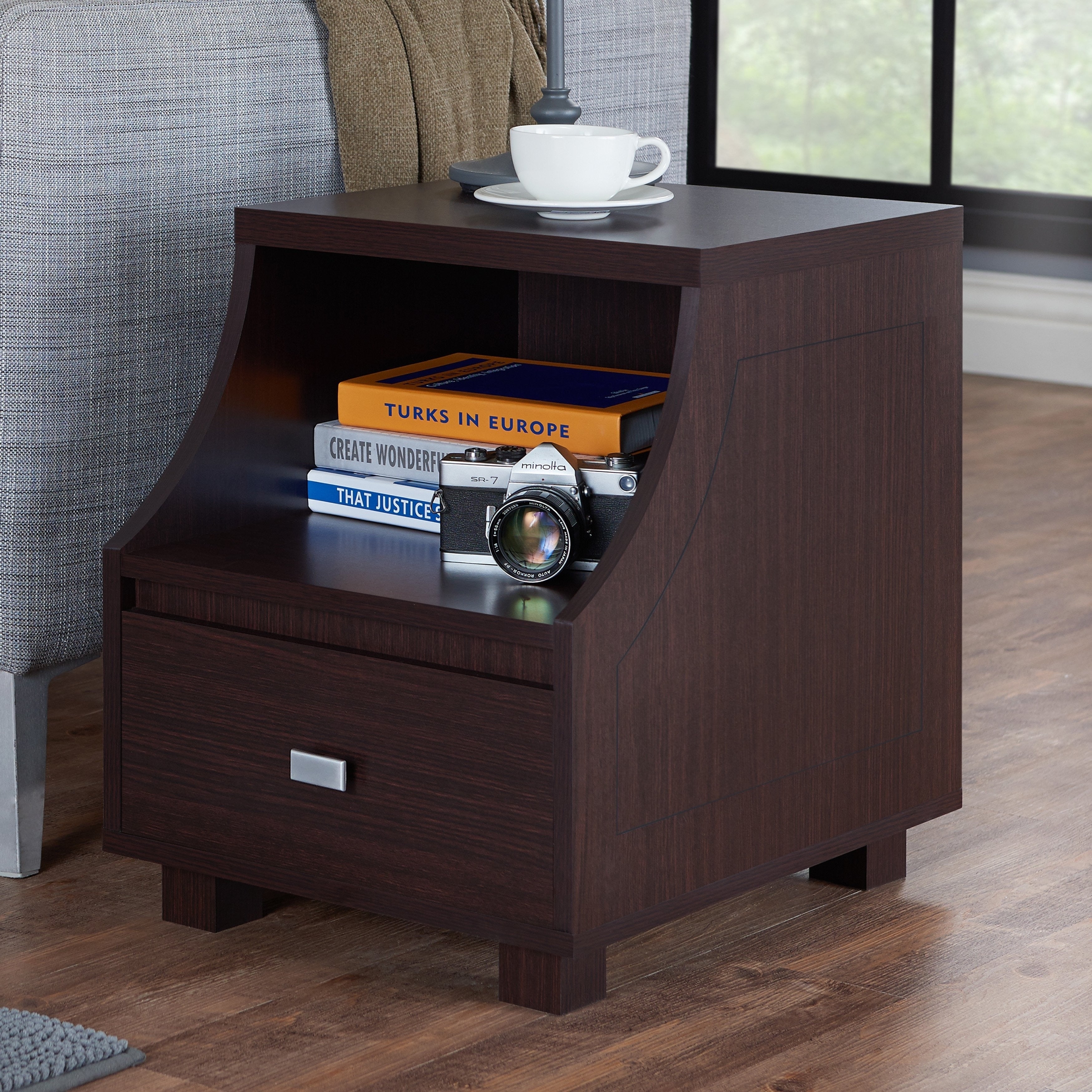 Furniture Of America Basa Contemporary Walnut Storage End Table