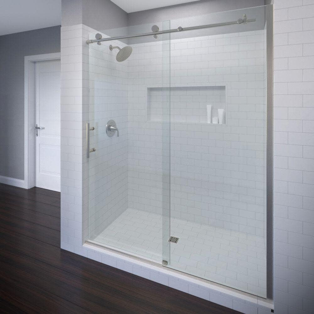 Basco Vina 935 47Cl Vinesse 76 High X 47 Wide Single Sliding Frameless Shower Door With Clear Glass
