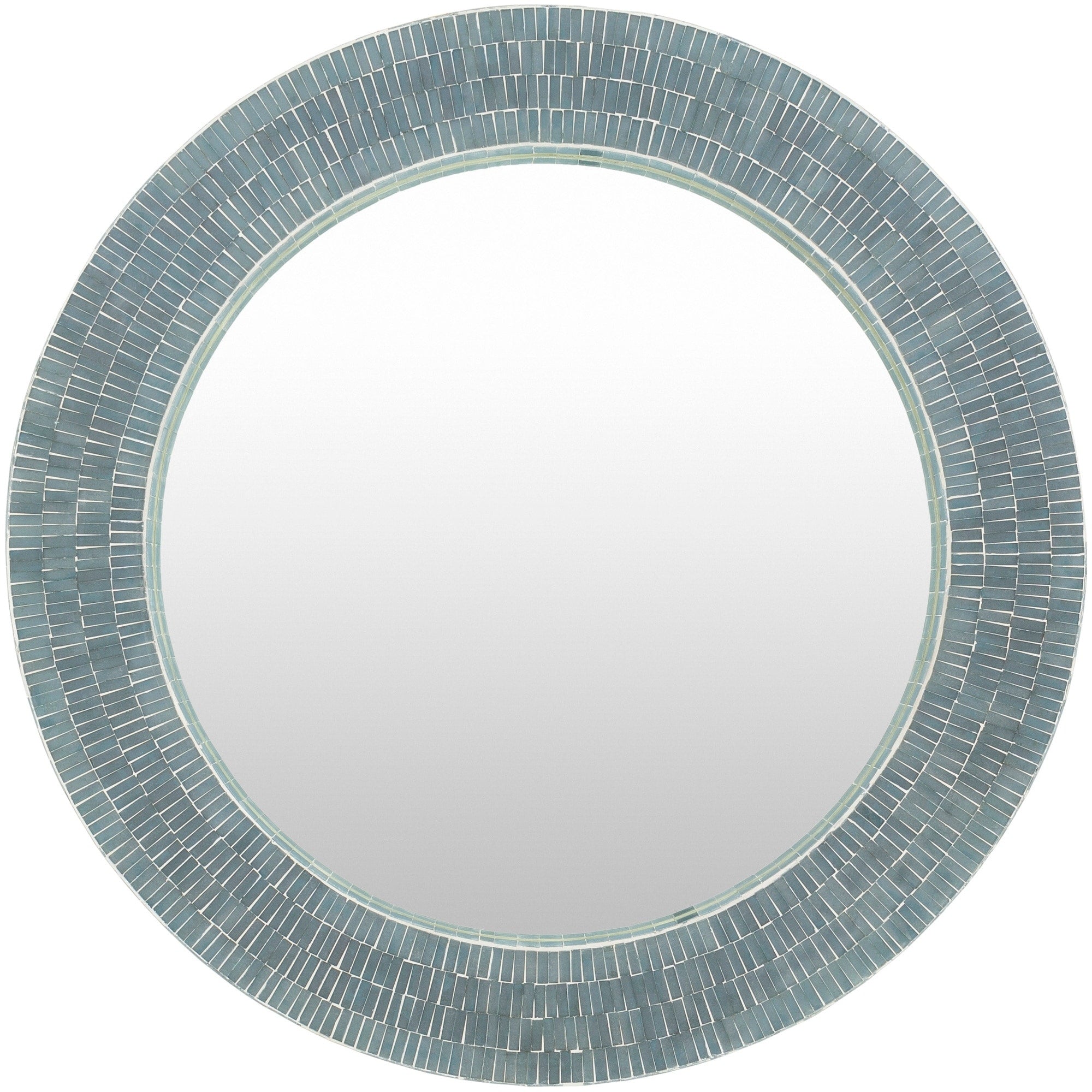 Basha Sage Mother Of Pearl Mosaic Wall Mirror Grey Green 32 X 32