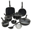 Basic Essentials 16 Piece Nonstick Aluminum Cookware Set With Mini Egg Pan Black
