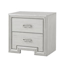 Basil Nightstand 2 Drawers Rustic White Solid Wood 29 Inch
