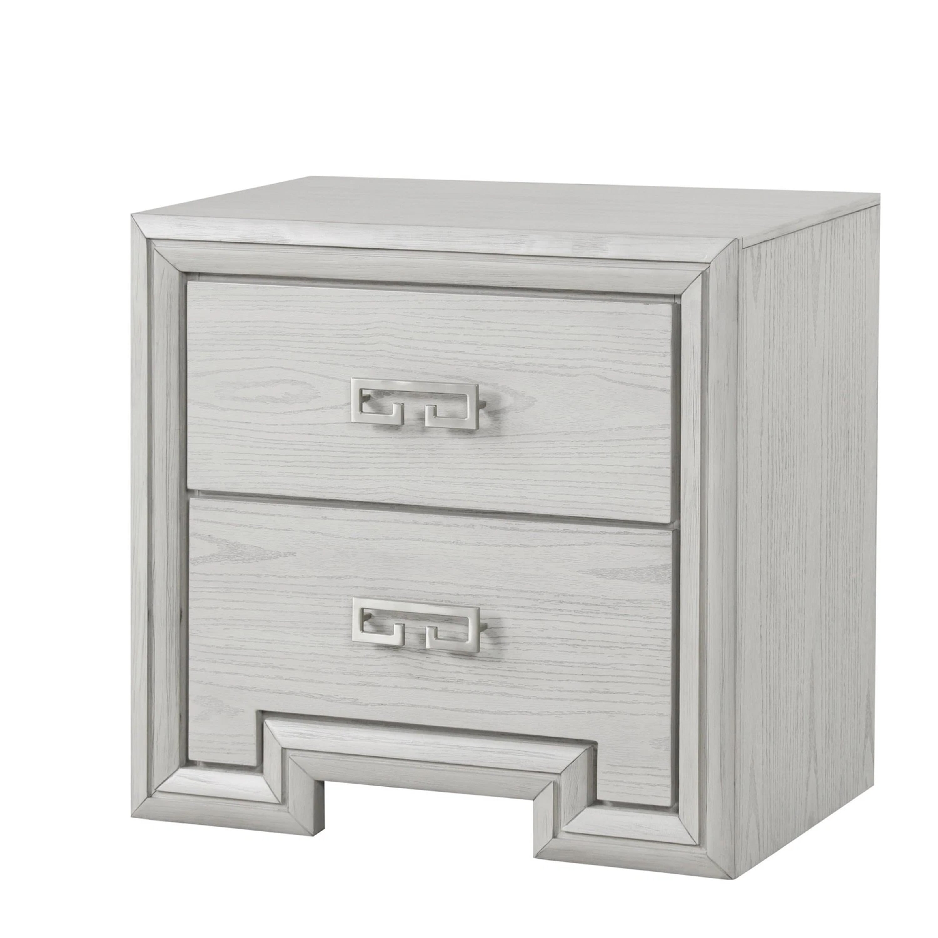 Basil Nightstand 2 Drawers Rustic White Solid Wood 29 Inch