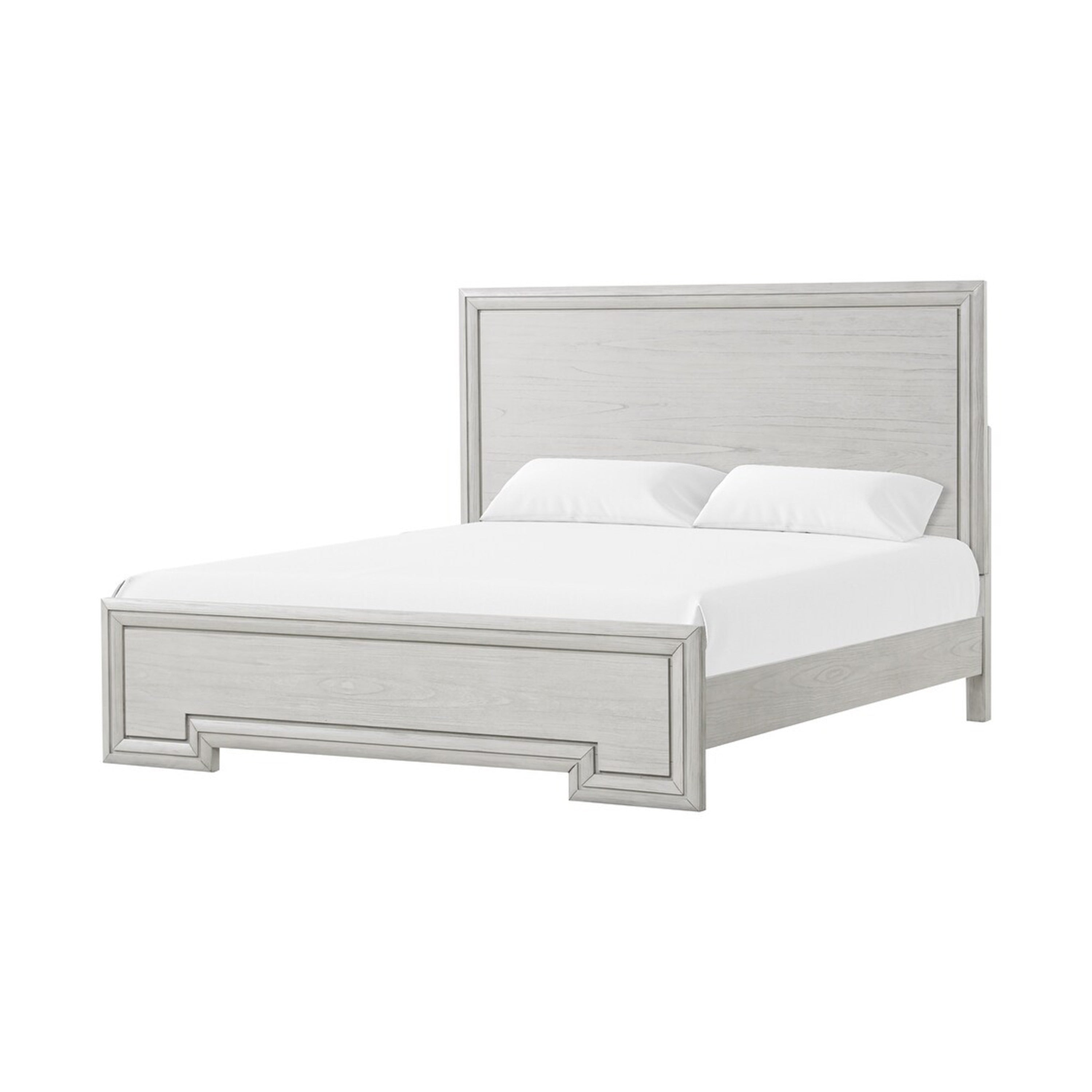 Basil Queen Bed Framed Headboard And Footboard Rustic White Wood