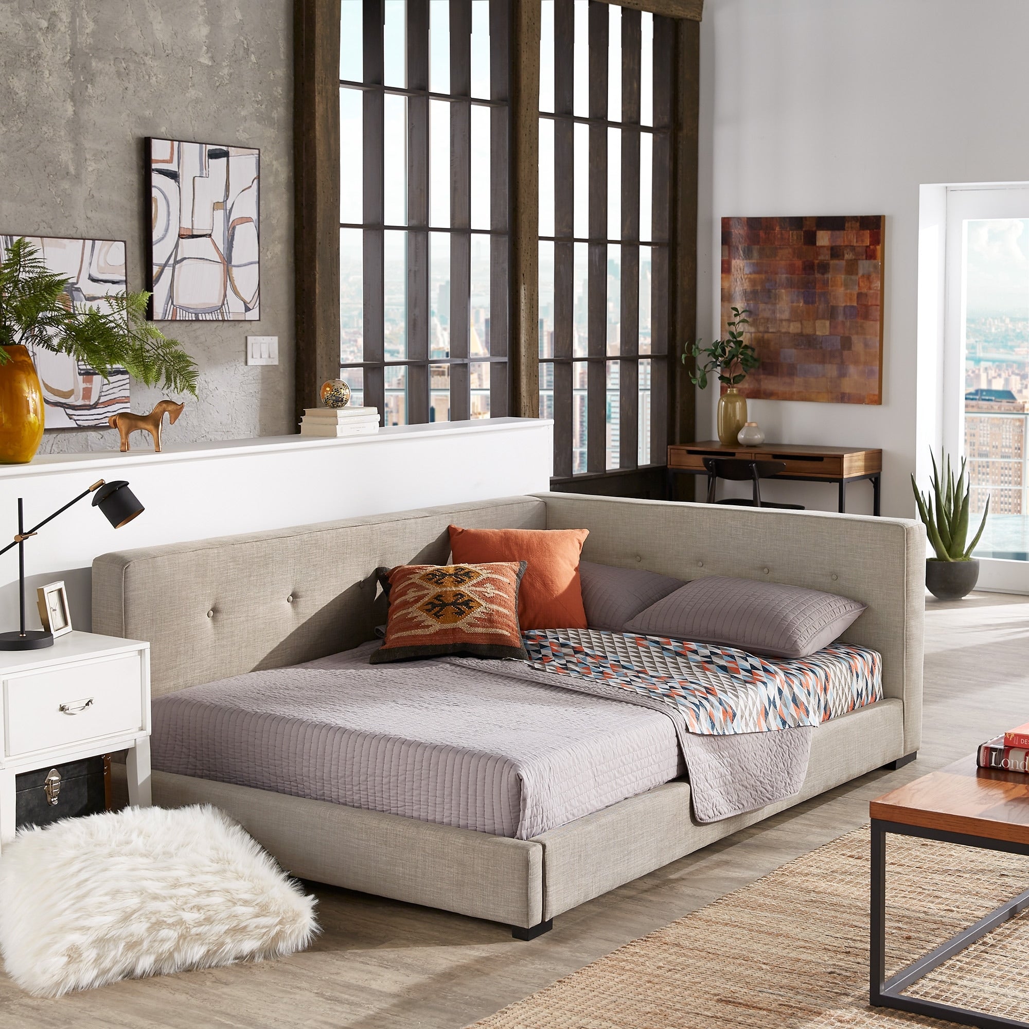 Basingstoke Fabric Upholstered Lounger By Inspire Q Modern