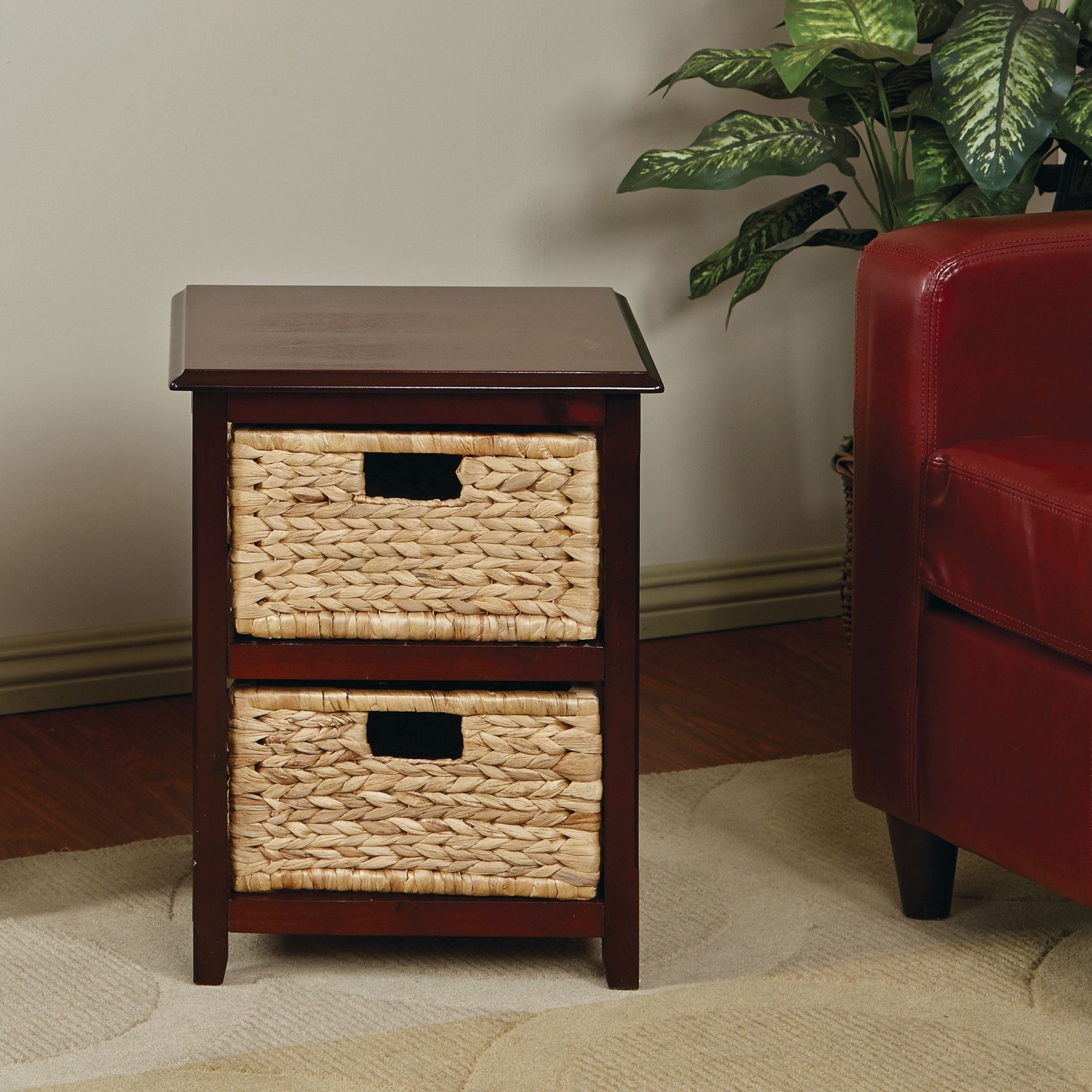 Copper Grove Turtle Mountain Basket Storage Unit With Removable Straw Grass Bins