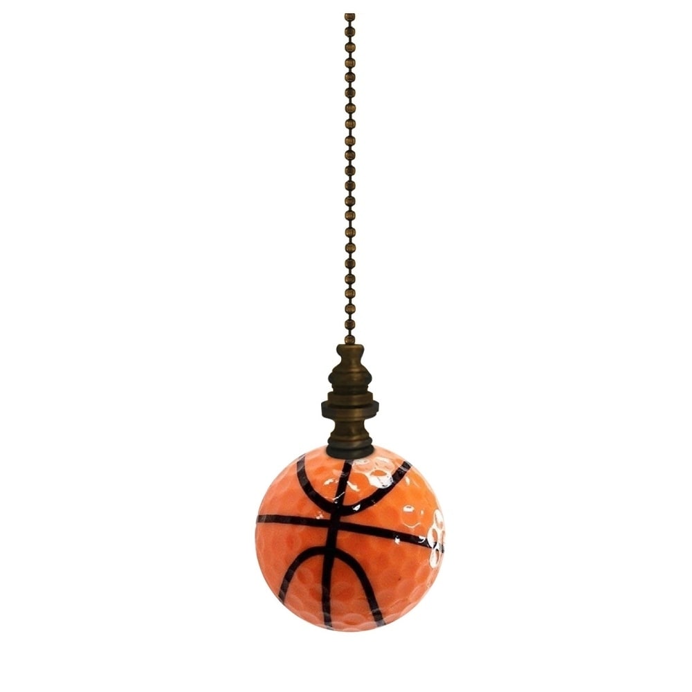 Basketball Ceiling Fan Pull 2.25 H With 12 Antiqued Brass Chain