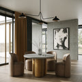 Bateman Modern Faux Concrete Walnut Round Dining Table