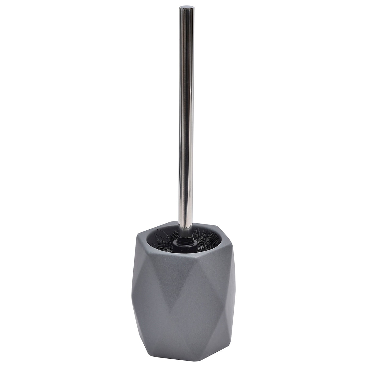 Evideco Collection Diamond Bathroom Toilet Bowl Brush And Holder Stoneware Grey