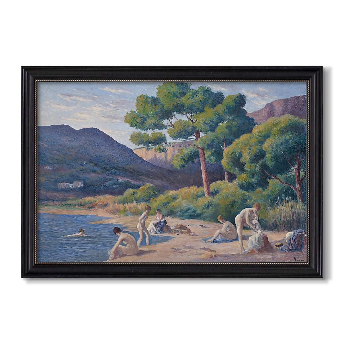 Bathers In Saint Tropez C 1909 Maximilien Luce Custom Framed Canvas