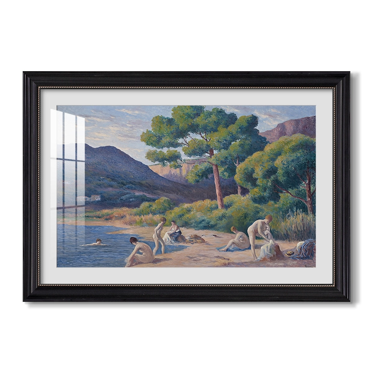 Bathers In Saint Tropez C 1909 Maximilien Luce Custom Framed Print
