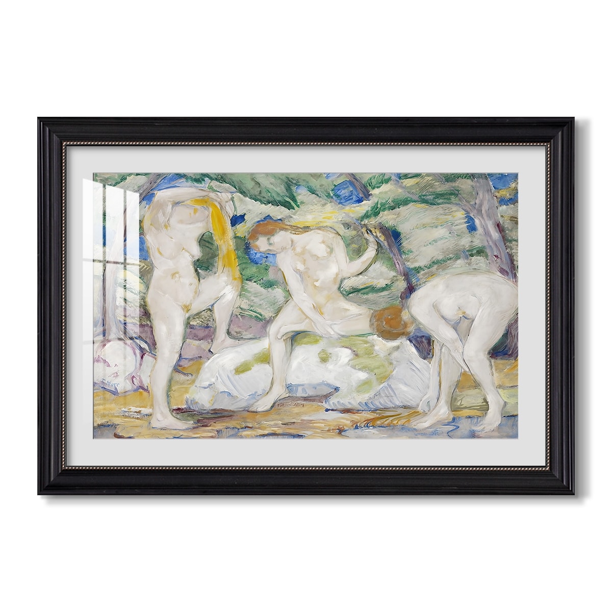 Bathing Girls 1910 Franz Marc Custom Framed Print