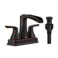 Bathroom Faucet 4 Inch Centerset Waterfall Faucet With 2 Handles 360 Degree Swivel Spout 3 Hole Sink Pop Up Drain