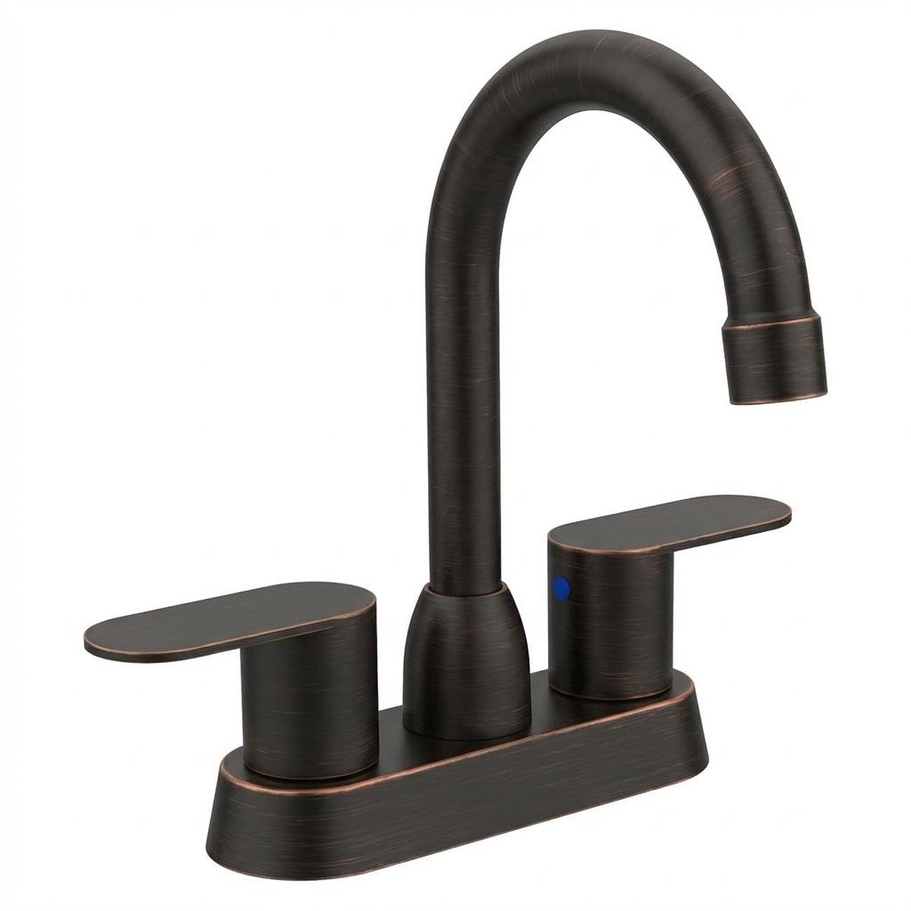 Bathroom Faucet Oil Rubbed Bronze 2 Handle Bathroom Sink Faucet 360 Degree High Arc Swivel Spout 4Inch 2 3 Holes Lavatory Faucet