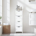 Bathroom Floor Cabinet With 4 Drawers Freestanding Wooden Storage Organizer Narrow Side Cabinet With Space Saving Design