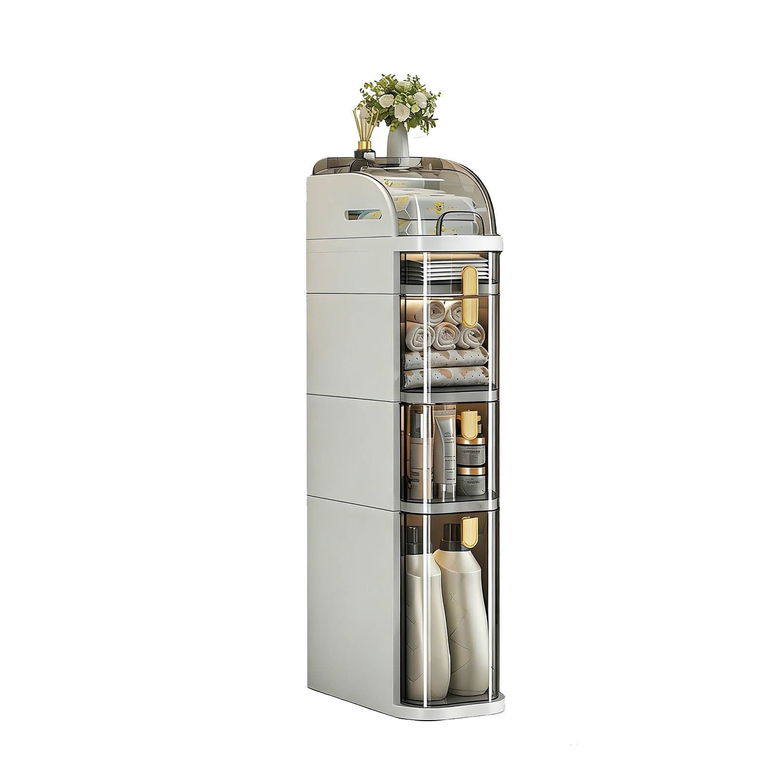 Bathroom Floor Cabinet 5 Tier Narrow Bathroom Storage Cabinet Mobile And No Installation Required