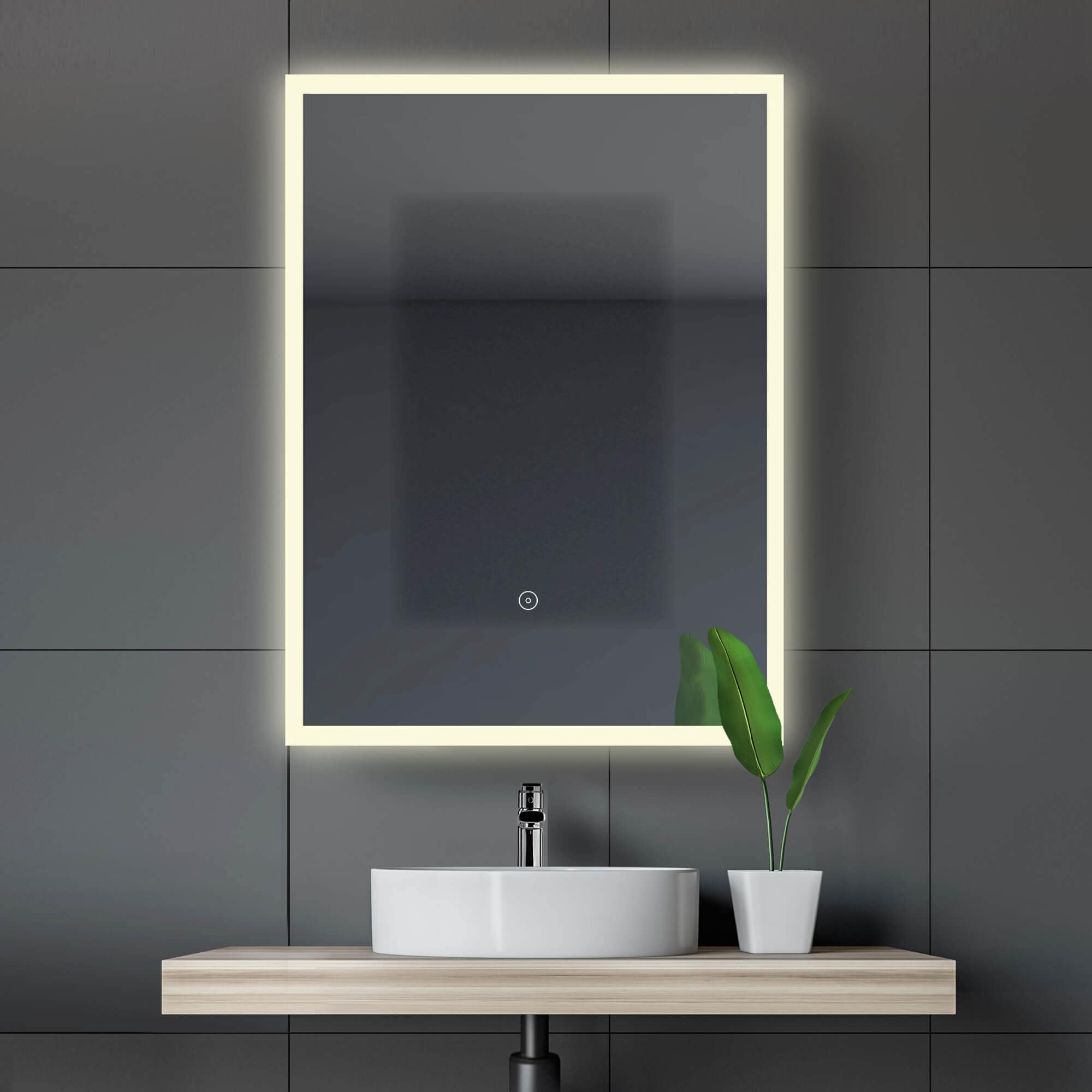 Bathroom Medicine Cabinet Aluminum Recessed Surface Mount Mirrored Interior W Led