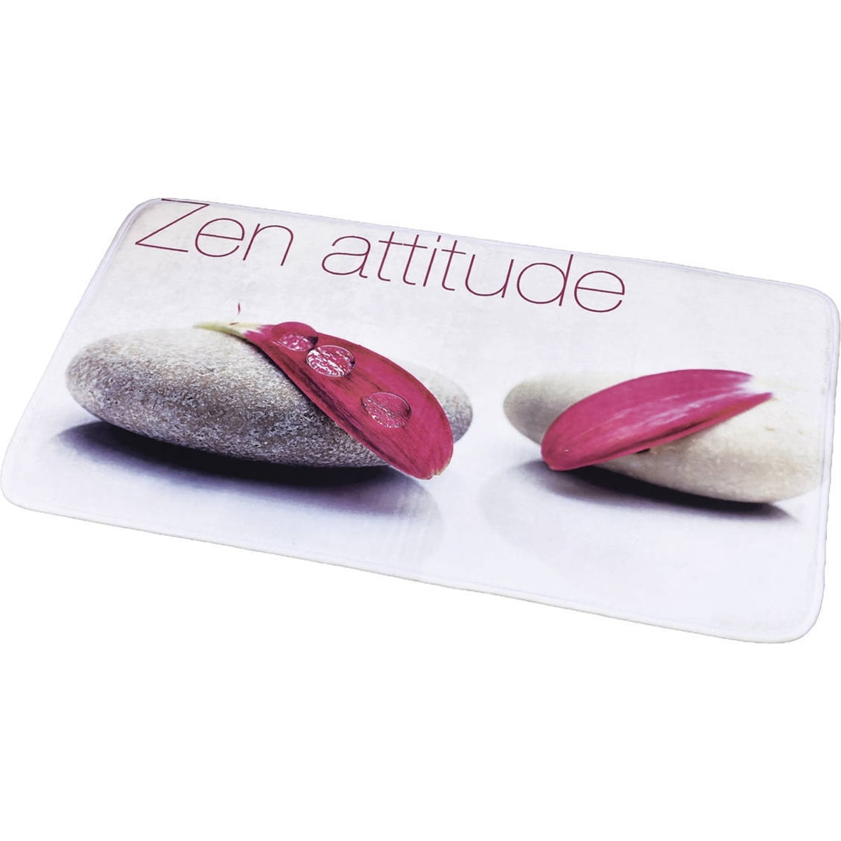 Printed Microfiber Area Rug Bathmat Zen Attitude White