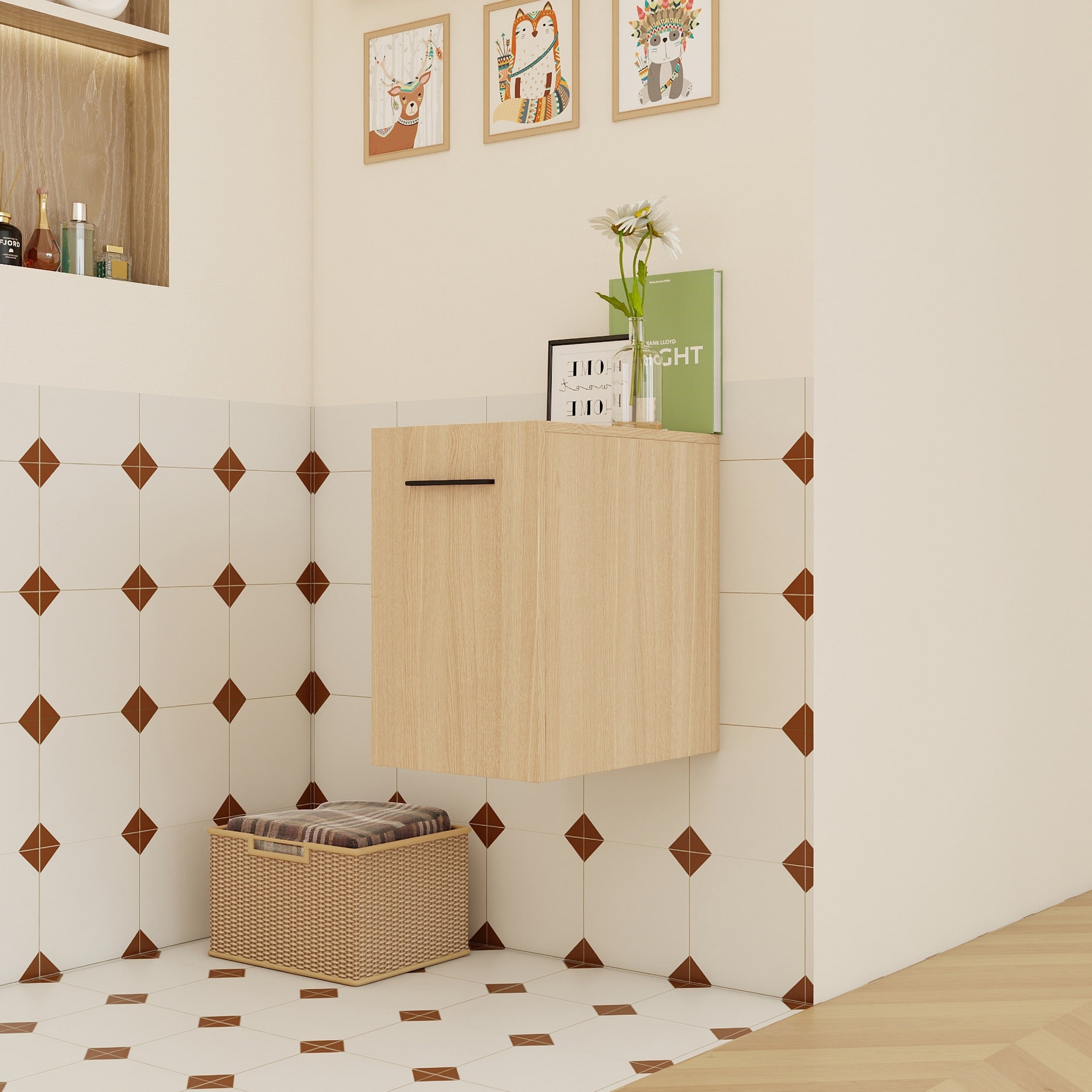 Bathroom Side Cabinet In 12 Inch Floating Freestanding Bathroom Side Cabinet With Soft Close Door Drawer