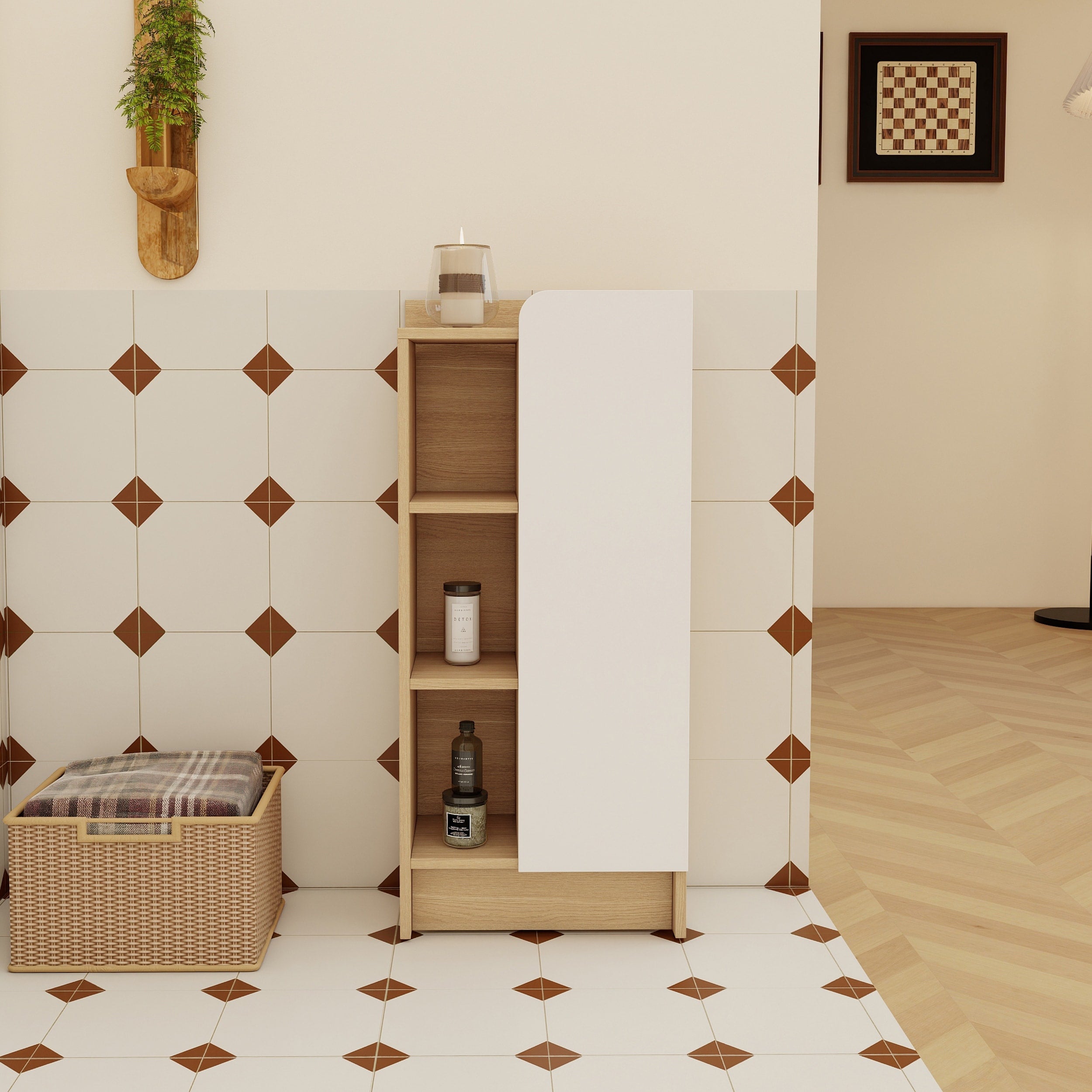 Bathroom Side Cabinet In 16 Inch Floating Freestanding Side Cabinet With Soft Close Door And Shelf