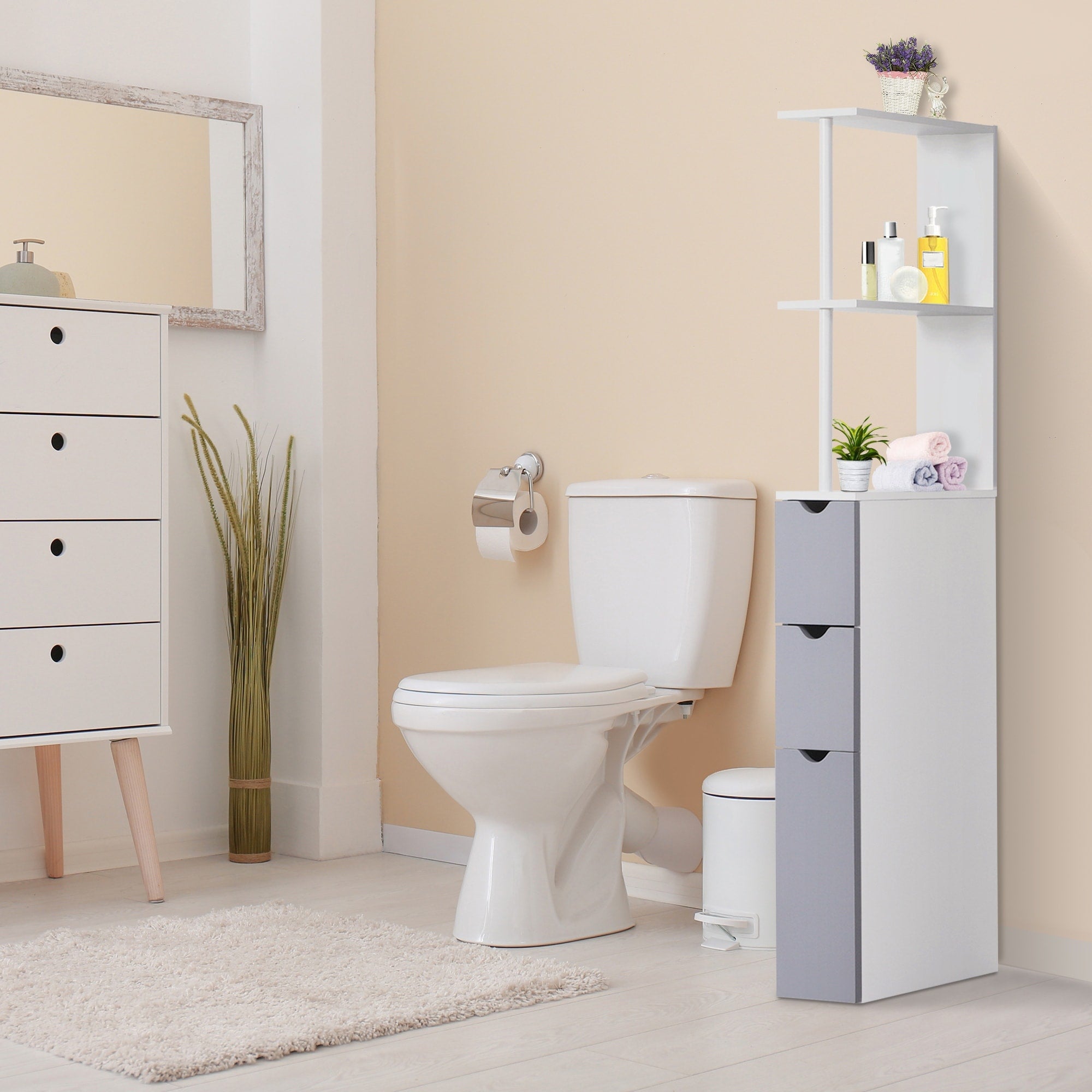 Homcom 55 Bathroom Tower Storage Cabinet