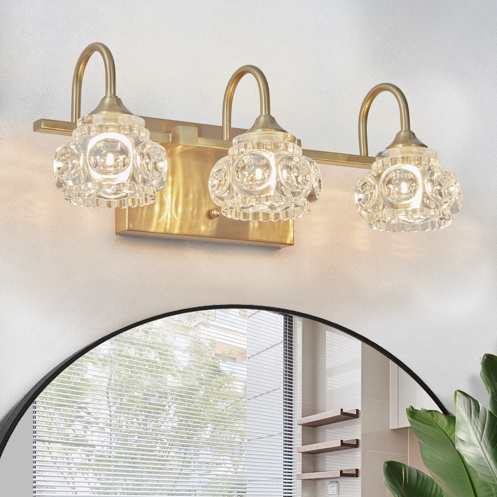 Bathroom Vanity Light 3 4 5 Light Patterned Glass Wall Sconce