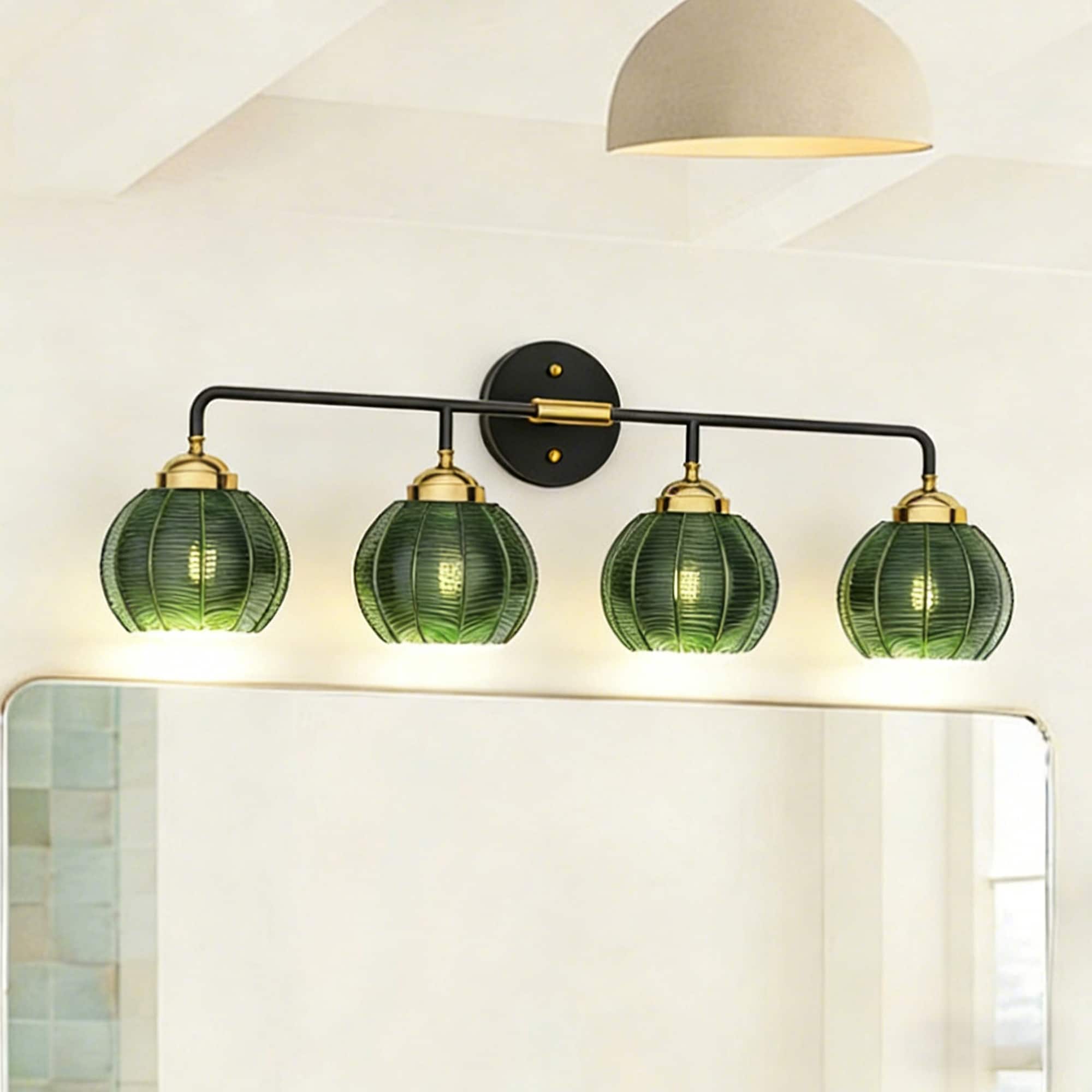Bathroom Vanity Light Wall Mount Light With Green Glass Shade Mid Century Wall Sconce Lights Modern Vanity Lamp