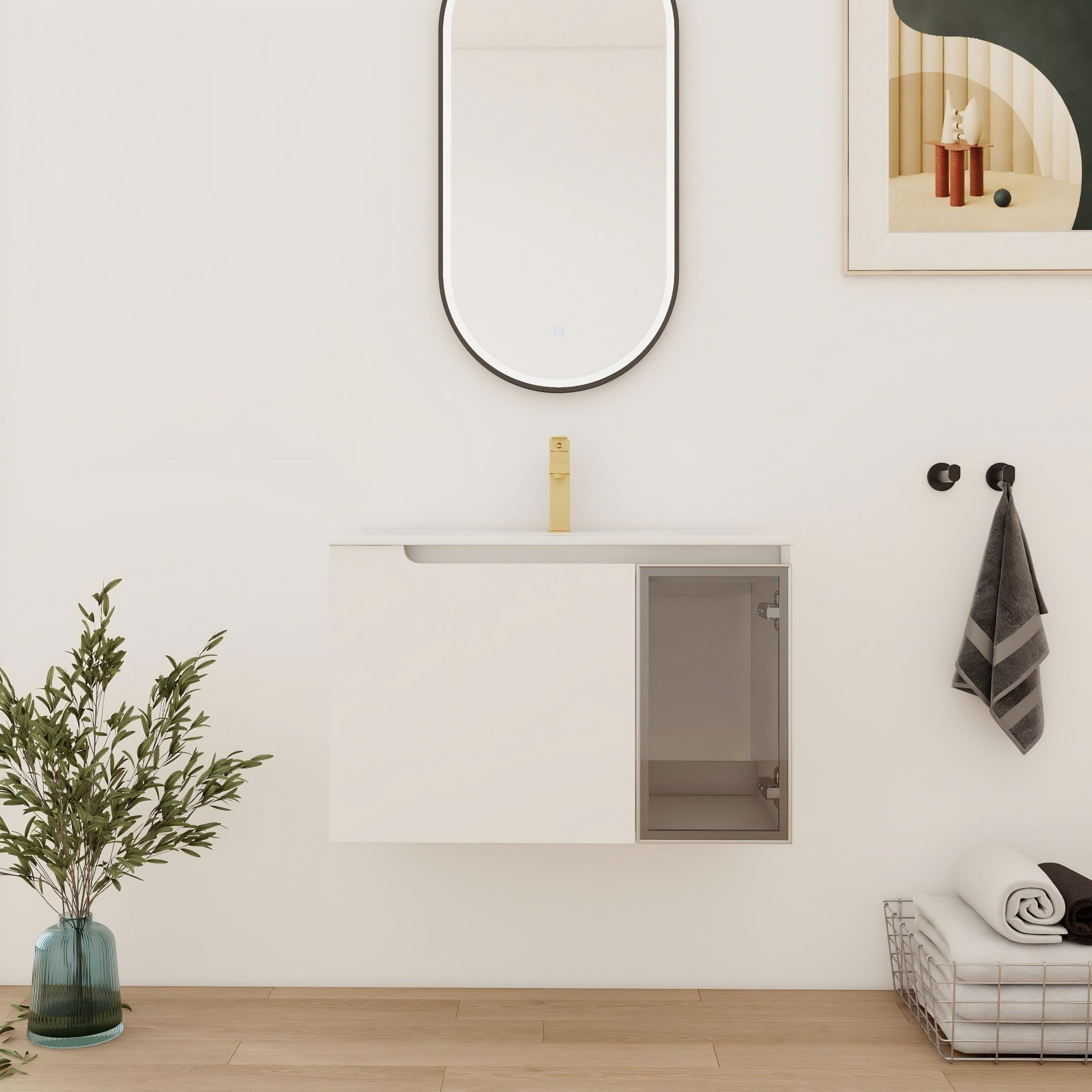 Bathroom Vanity With Sink In 24 30 36 Inch Floating Bathroom Vanity With Soft Close Door