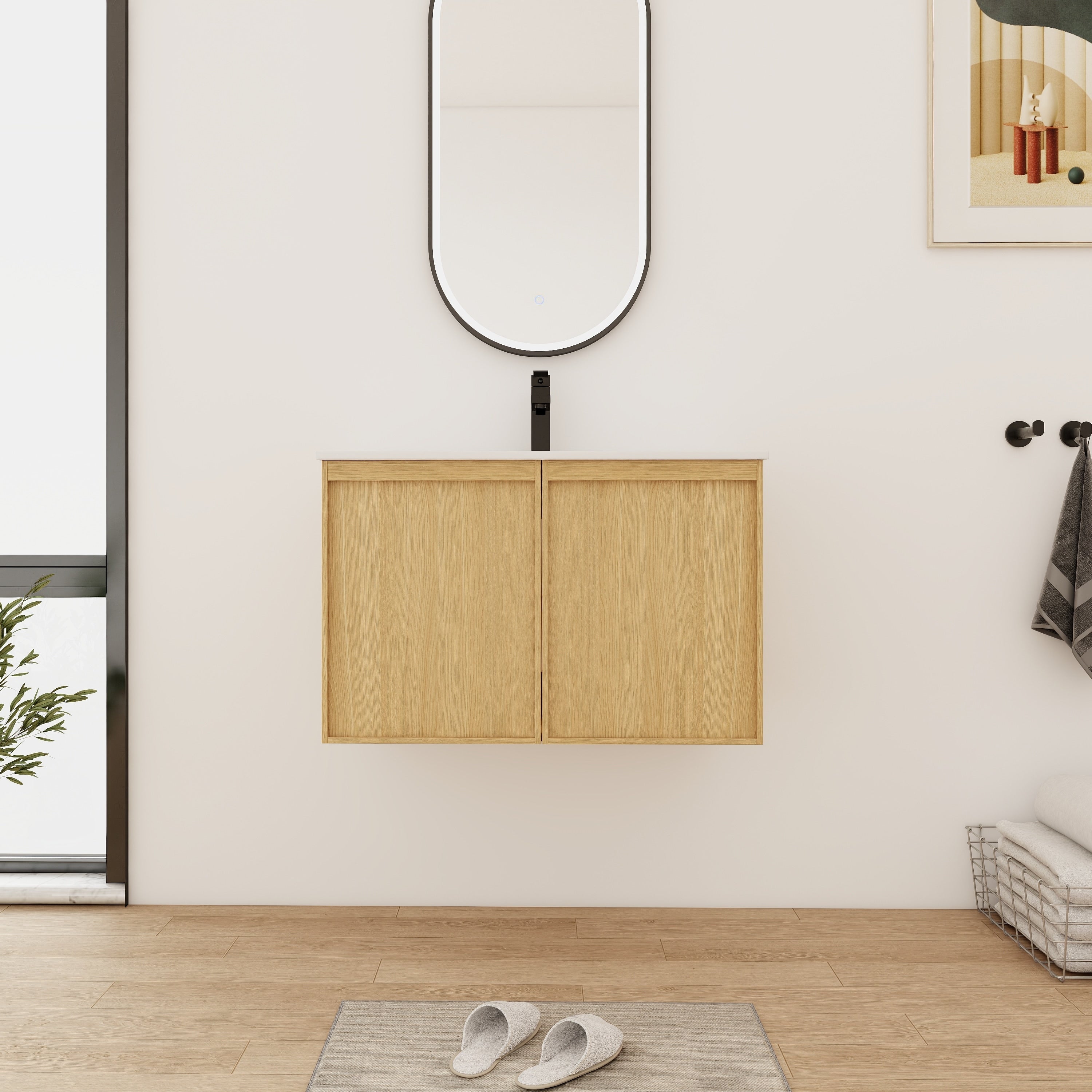 Bathroom Vanity With Sink In 24 30 36 Inch Floating Bathroom Vanity With Soft Close Door
