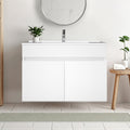 Bathroom Vanity With Ceramic Sink 24 30 Inch Wall Mounted Bathroom Floating Vanity Bathroom Sink Vanity With 2 Doors
