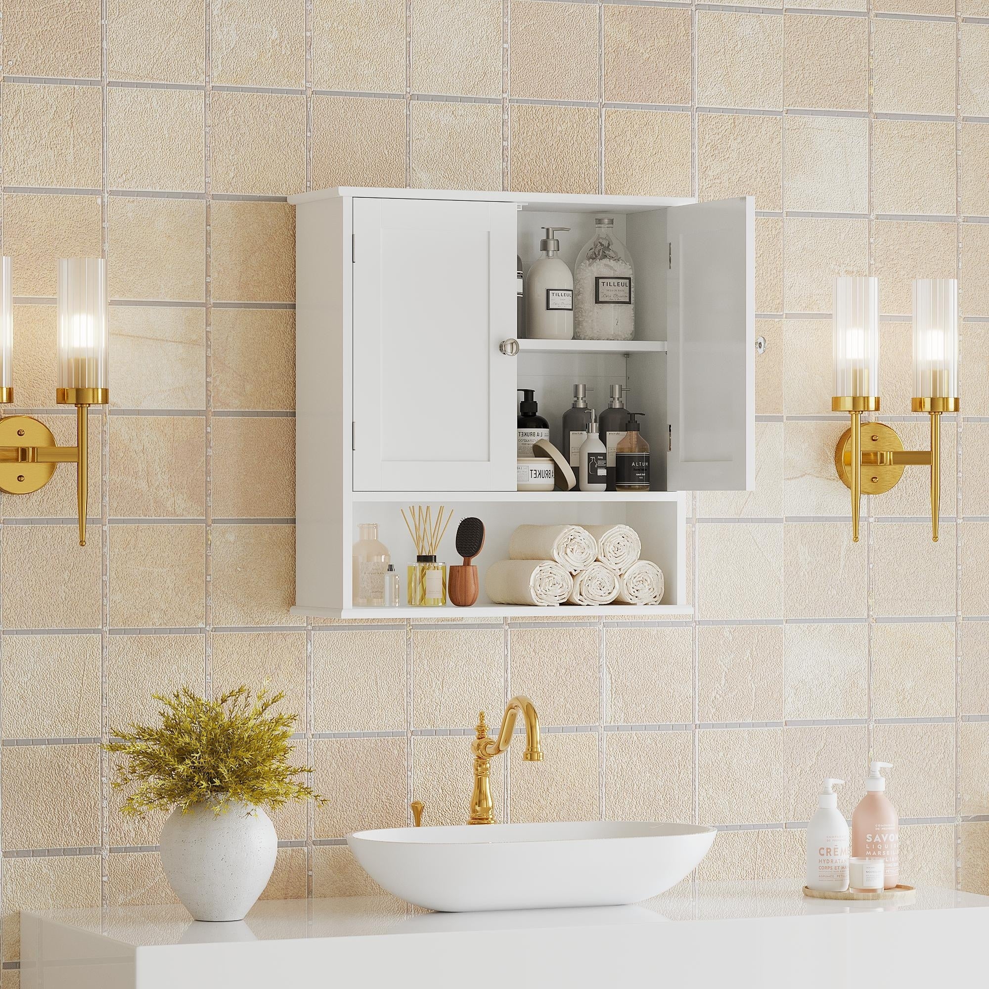 Bathroom Wall Cabinet With Door Over Toilet Storage Cabinet With And Adjustable Shelves 3 Tier Medicine Cabinet Wall Mounted