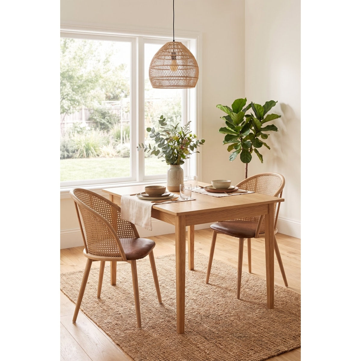 Bauhaus Rattan Accent Chair With Pu Leather Seat Metal Frame Side Chair