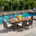Bavaro Outdoor 7 Piece Rectangle Dining Set With Cushions By Christopher Knight Home