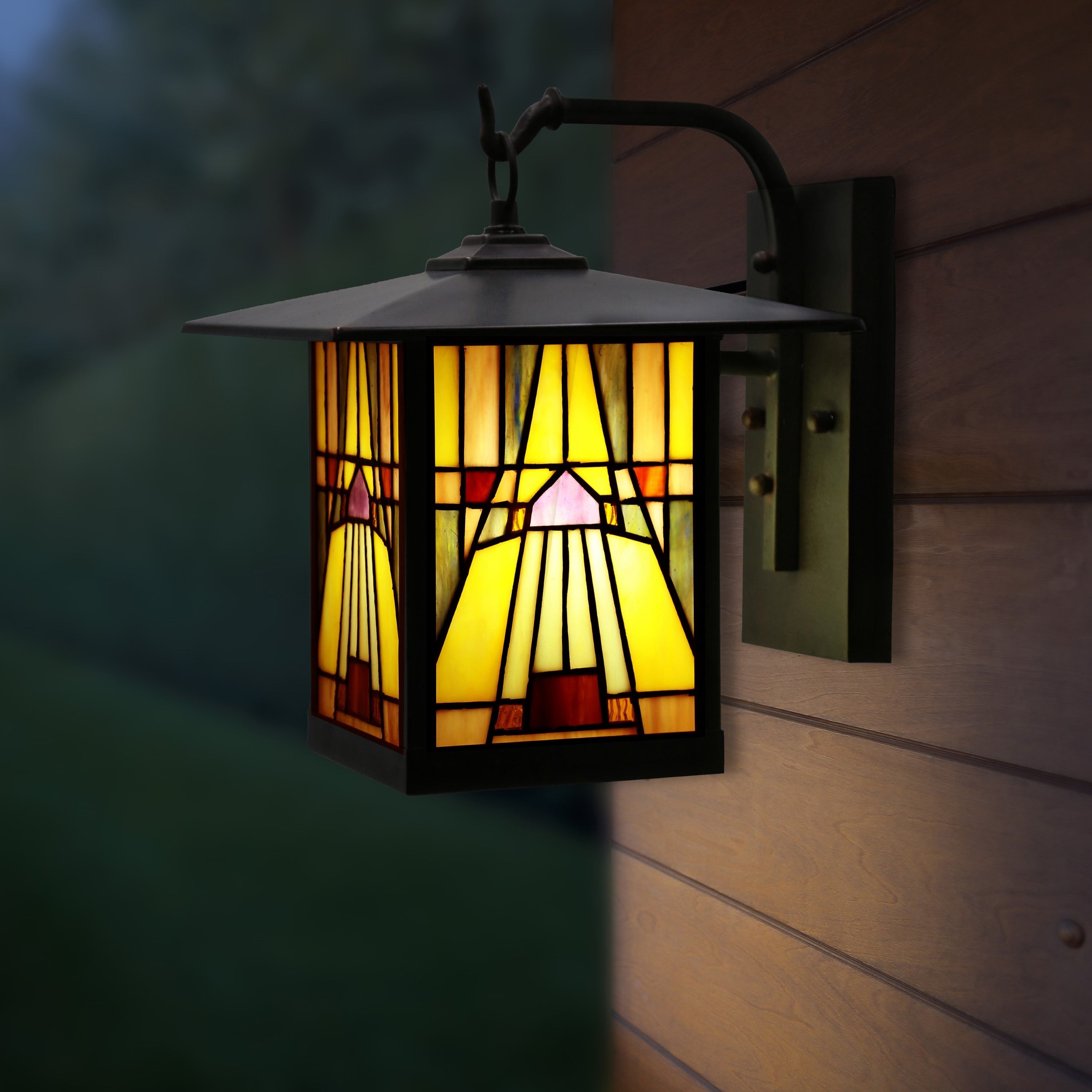 Havenside Home Bawe Red Stained Glass Oil Rubbed Bronze Light Fixture