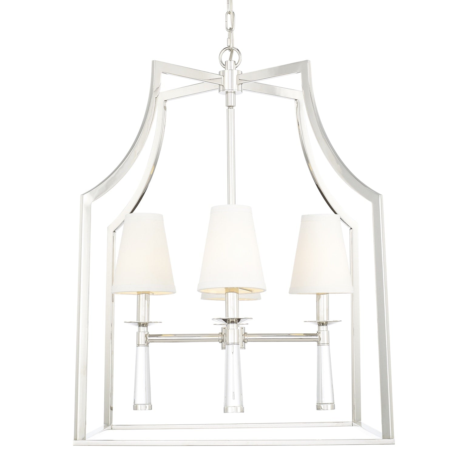 Modern 4 Light Polished Nickel Chandelier W Shades Polished Nickel