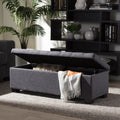Baxton Studio Alcmene Modern And Contemporary Dark Grey Fabric Upholstered Grid Tufting Storage Ottoman Bench