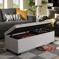 Baxton Studio Alcmene Modern And Contemporary Grayish Beige Fabric Upholstered Grid Tufting Storage Ottoman Bench