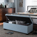 Baxton Studio Alcmene Modern And Contemporary Light Blue Fabric Upholstered Grid Tufting Storage Ottoman Bench