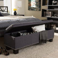 Copper Grove Mendocino Modern And Contemporary Dark Grey Fabric Upholstered Button Tufting Storage Ottoman Bench