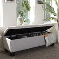 Copper Grove Mendocino Modern And Contemporary Grayish Beige Fabric Upholstered Button Tufting Storage Ottoman Bench