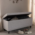 Baxton Studio Alexio Modern Classic Grayish Beige Fabric Upholstered Button Tufting Storage Ottoman Bench