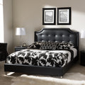 Baxton Studio Carlotta Modern Black Faux Leather Platform Bed With Upholstered Headboard