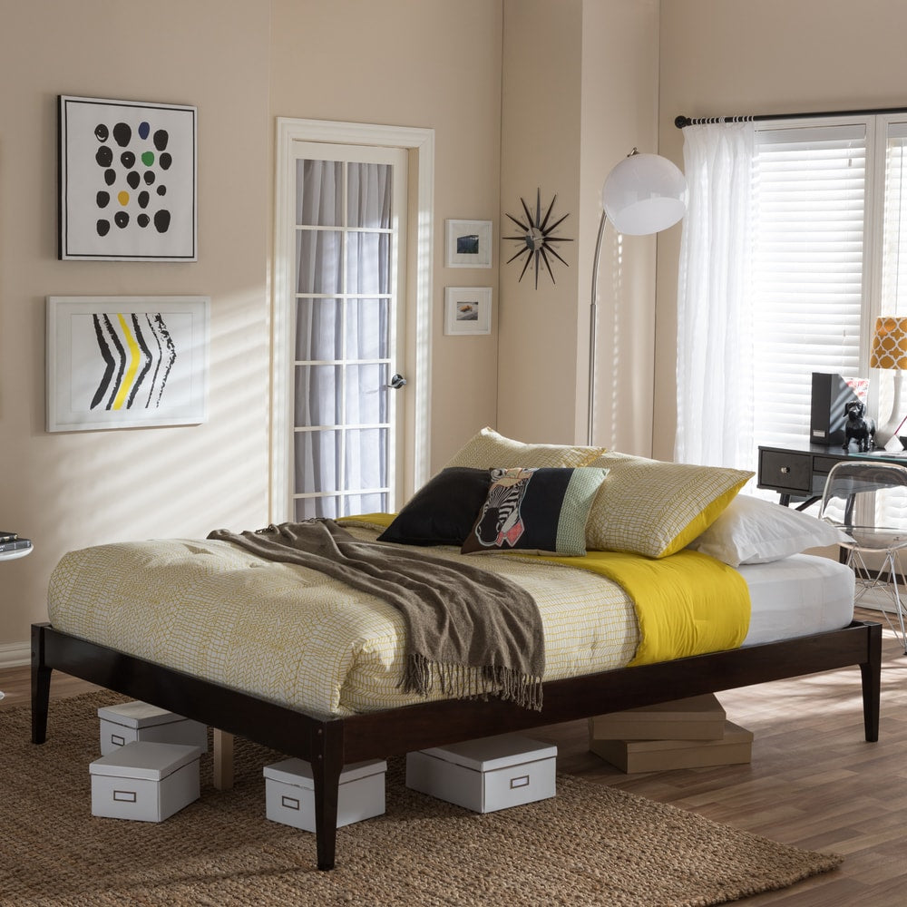 Baxton Studio Damon Mid Century Modern Cappuccino Bed