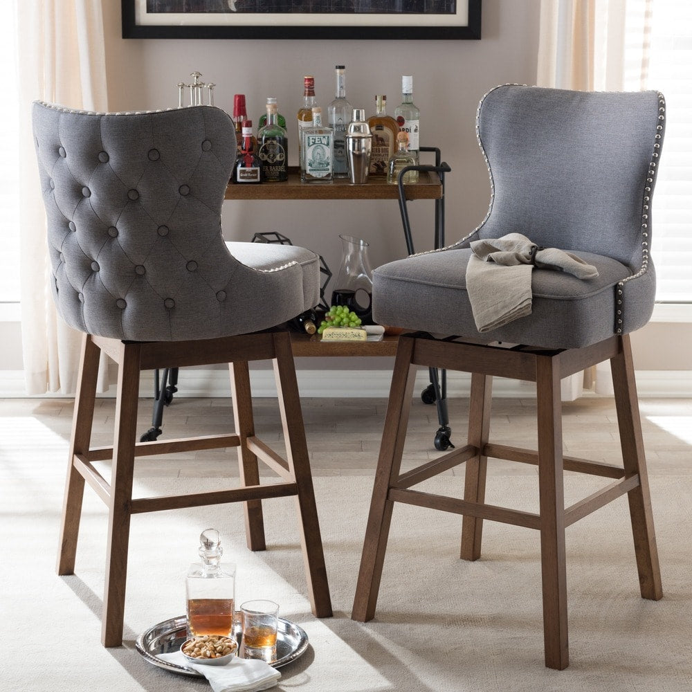 Traditional Fabric 30 Bar Stool By Baxton Studio