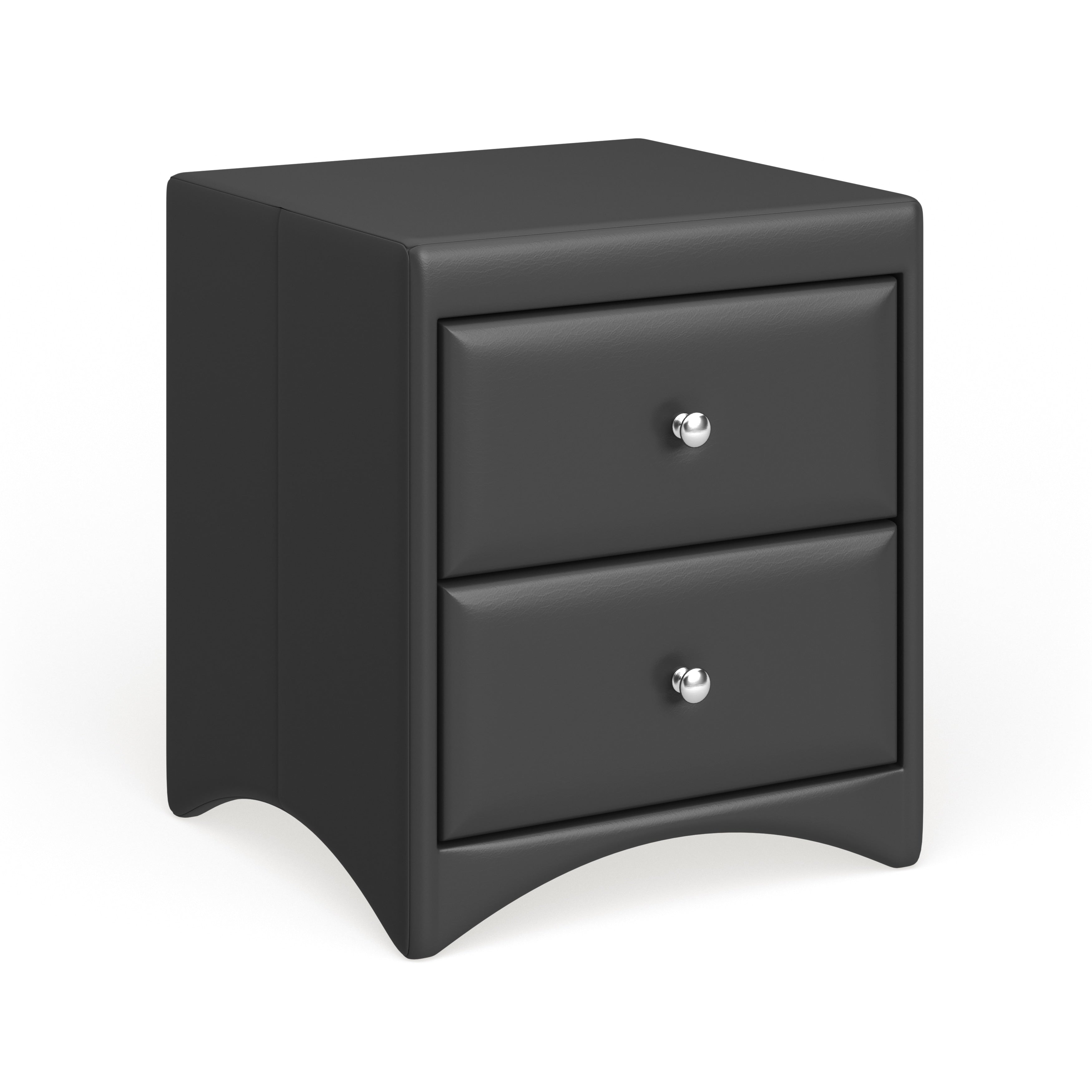 Baxton Studio Dorian Black Faux Leather Upholstered Modern Nightstand