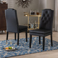 Baxton Studio Dylin Contemporary Black Faux Leather With Button Tufted Nail Heads Trim Dining Chair Set Of 2