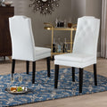 Baxton Studio Dylin Contemporary White Faux Leather With Button Tufted Nail Heads Trim Dining Chair Set Of 2