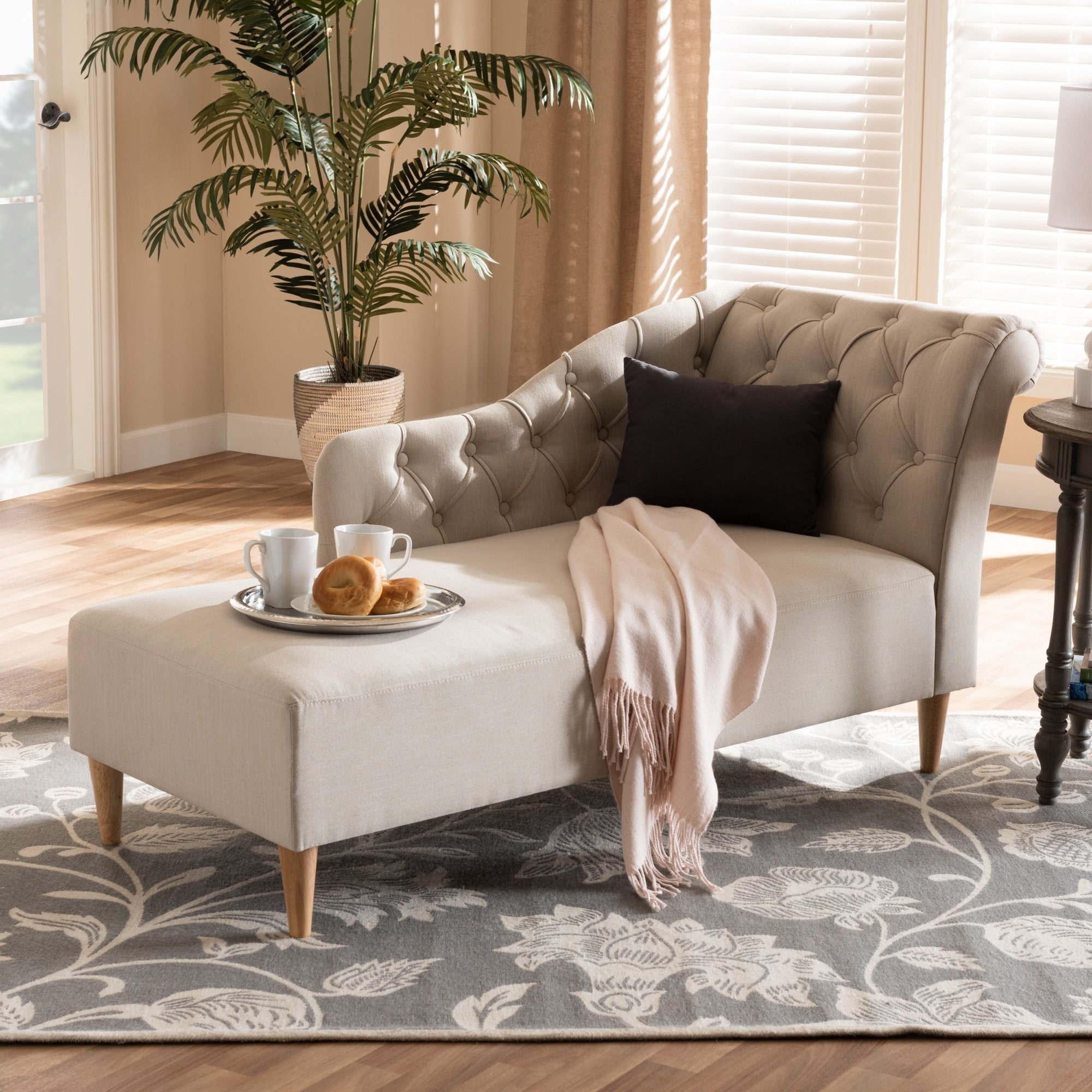 Carson Carrington Ulfverud Upholstered Oak Chaise Lounge