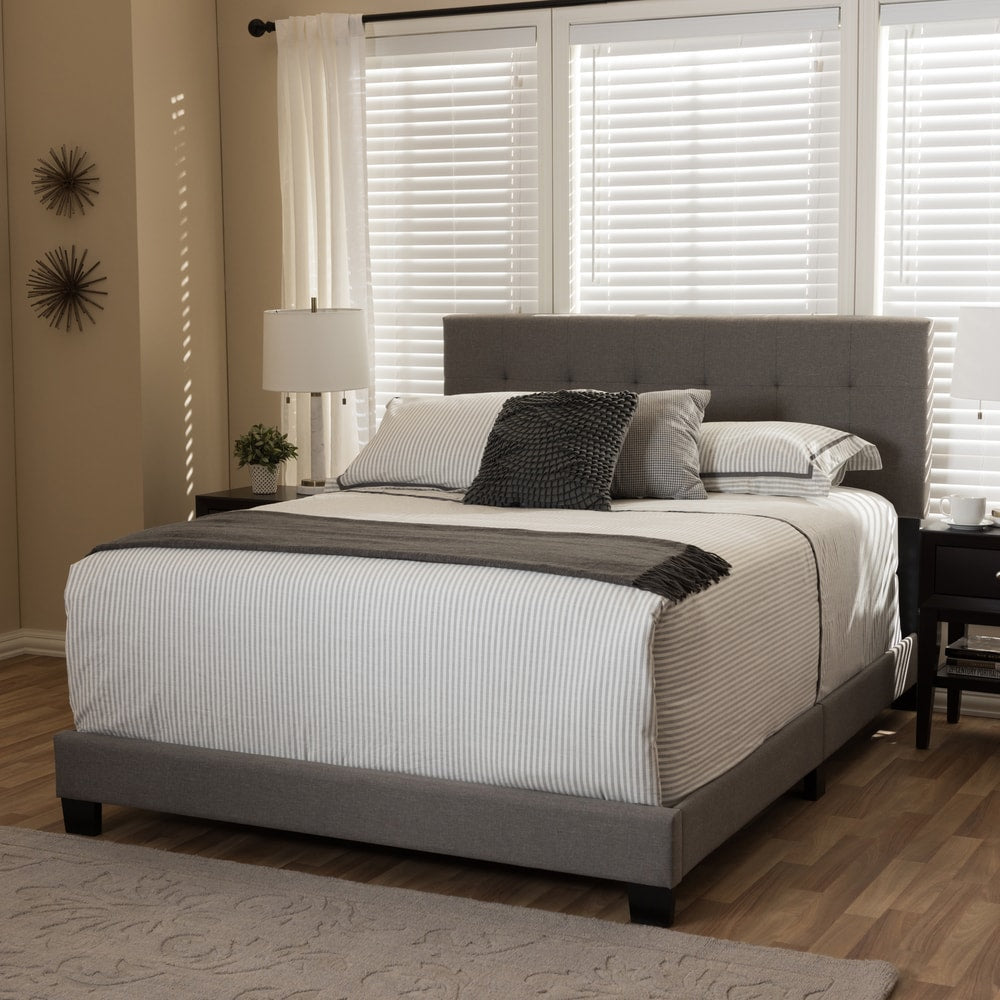 Baxton Studio Karpos Modern Upholstered Grid Tufted Bed