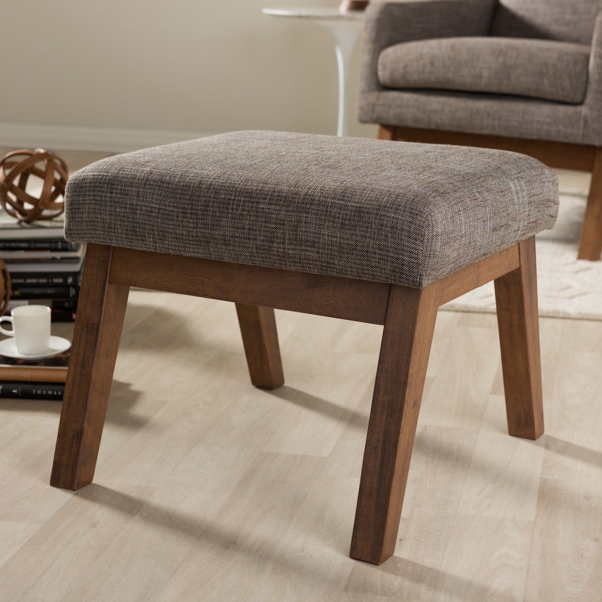Baxton Studio Methodios Mid Century Modern Upholstered Ottoman