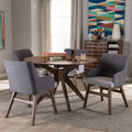 Baxton Studio Mid Century Medium Brown Wood Round 5 Piece Dining Set
